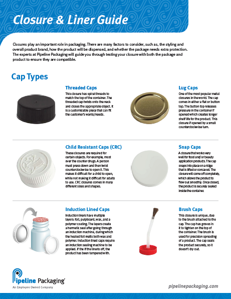 Pipeline Packaging Bottle Closure and Cap Liners Guide